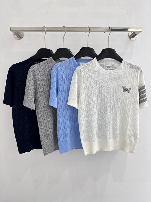 Thom Browne Spring-Summer Short-Sleeve Top with Puppy Embroidery