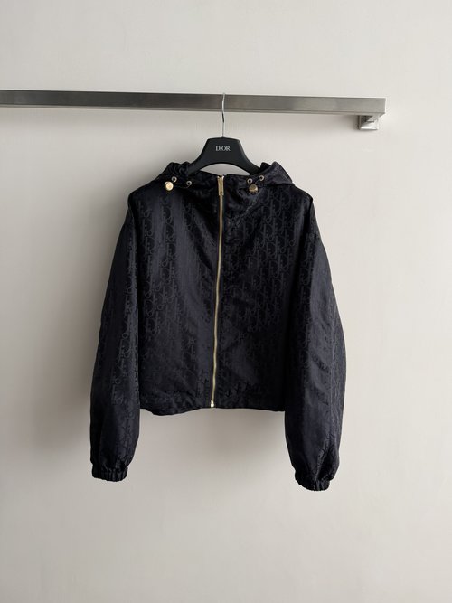 Dior Stylish Hooded Jacquard Windbreaker for Timeless Look