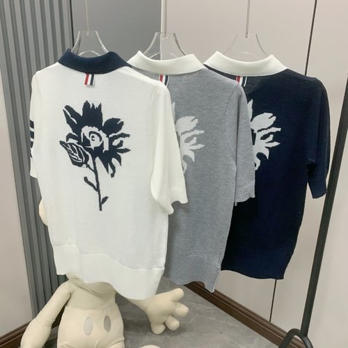 Thom Browne Wool-made Flower Polo Short-sleeve
