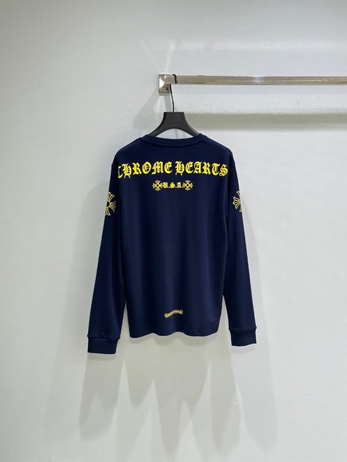 Chrome Hearts Cotton and Cashmere Long Sleeve Tee with Logo Prints