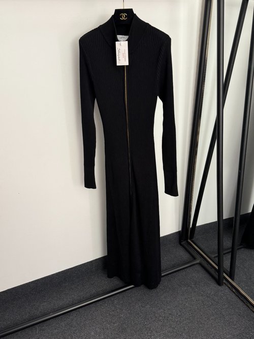 Schiaparelli New Knit Dress with Golden Lips Zipper in Black