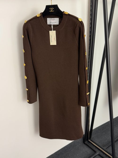 Schiaparelli All-Match Knit Dress with Shaped Buttons