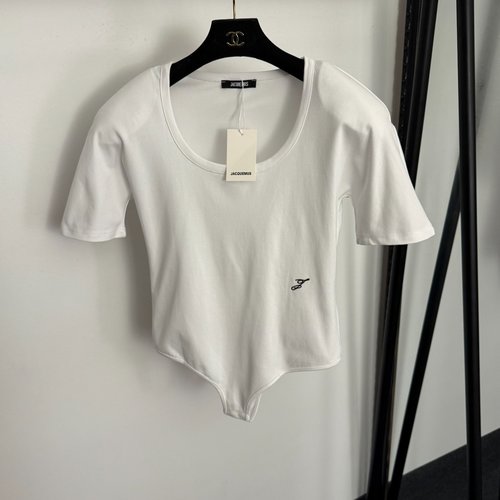 Jacquemus Minimalist Embroidered Padded Shoulder Bodysuit