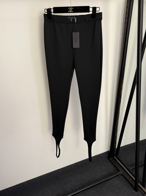 Prada Elastic Footed Leggings with Triangular Logo