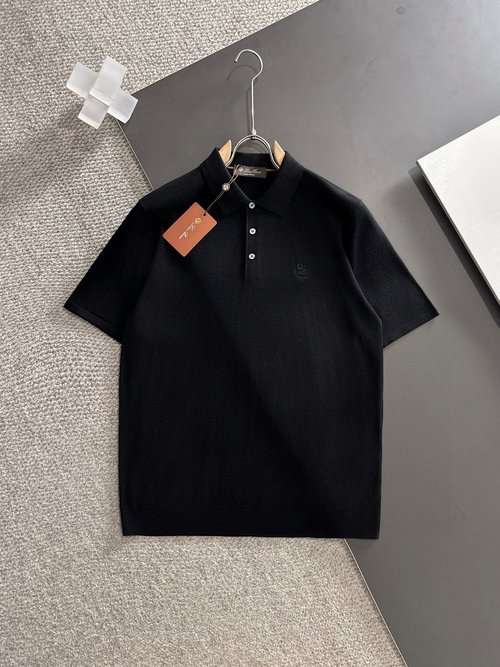 Loro Piana Solid Color Tencel Polo Short Sweater