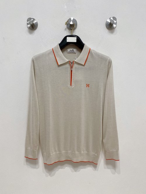 Hermes Classic Knit Polo with Elegant Texture
