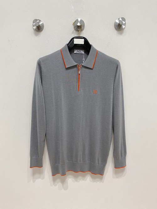 Hermes Classic Knit Polo with Elegant Texture