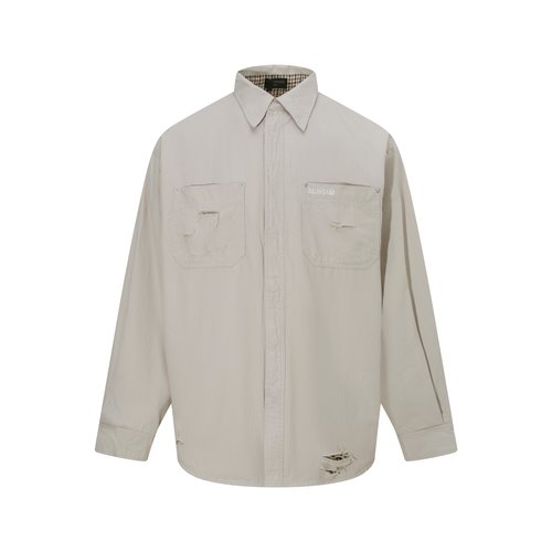 Balenciaga Distressed Washed Work Jacket with Earth Tones