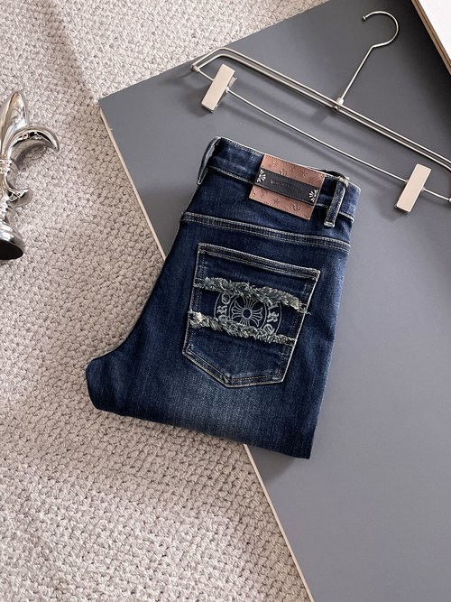 Chrome Hearts High - end Jeans with Imported Elastic Fabric