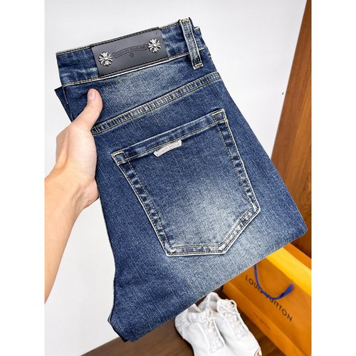 Chrome Hearts High-Elastic Jeans with Imported Premium Washcloth