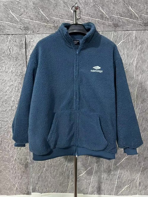 Fendi Blue Teddy Bear Fleece Jacket with 3B Logo Accent