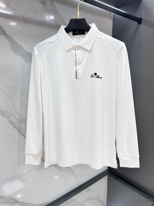 Loro Piana Elegant Long-Sleeve Polo Shirt with Soft Fabric and Logo Design