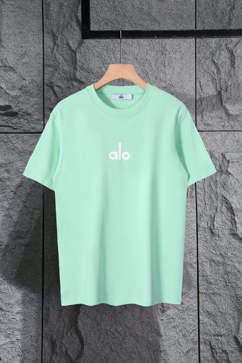 Alo New Logo Embossed Round Neck T-Shirt in Multiple Colors