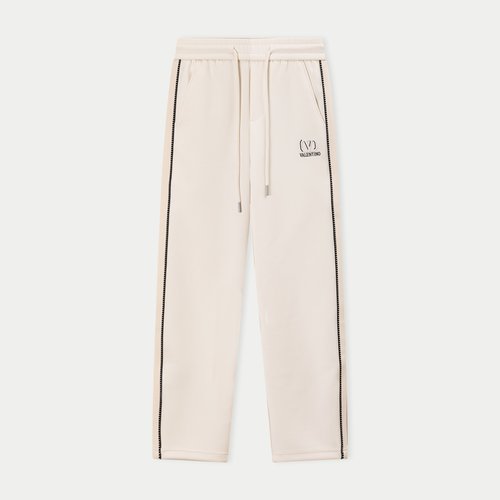 Valentino Embroidered Logo Casual Wide - Leg Trousers