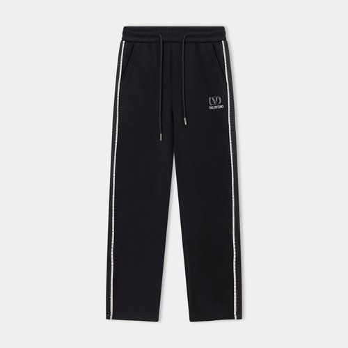 Valentino Embroidered Logo Casual Wide - Leg Trousers