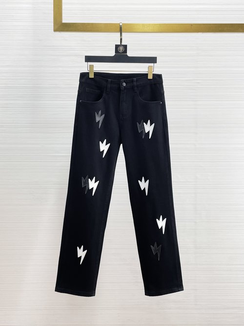Chrome Hearts Custom Embroidered Patchwork Denim Jeans with High Stretch
