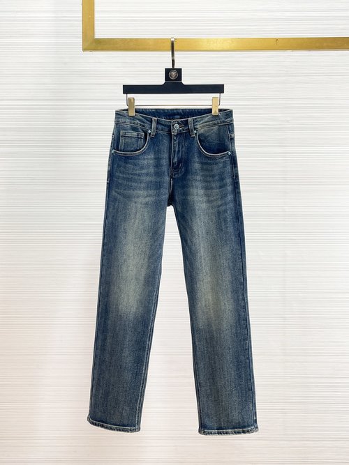Loewe High-elasticity Washed Jeans with Fine Details