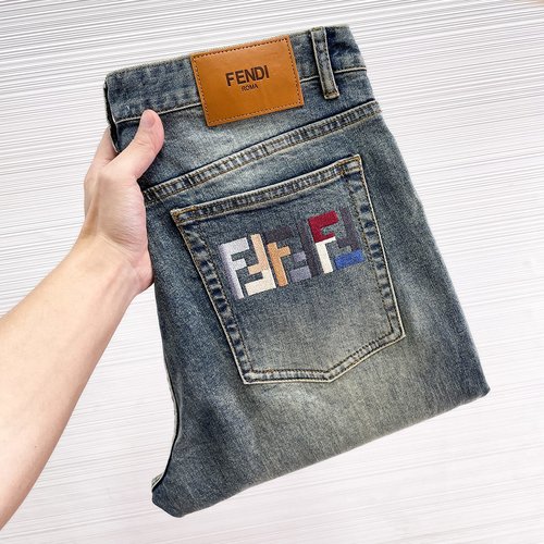 Fendi Original Design Distressed Jeans with Embroidery