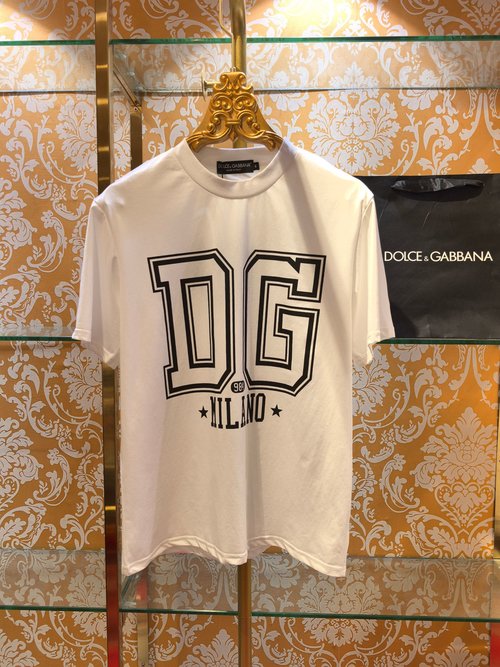 Dolce & Gabbana Cotton T-shirt with Chest DG Print, White/Black