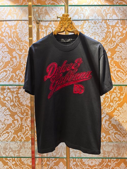 Dolce & Gabbana Cotton T-Shirt with Contrasting Embroidery Logo