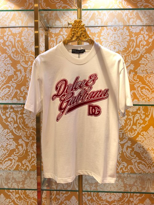 Dolce & Gabbana Cotton T-Shirt with Contrasting Embroidery Logo