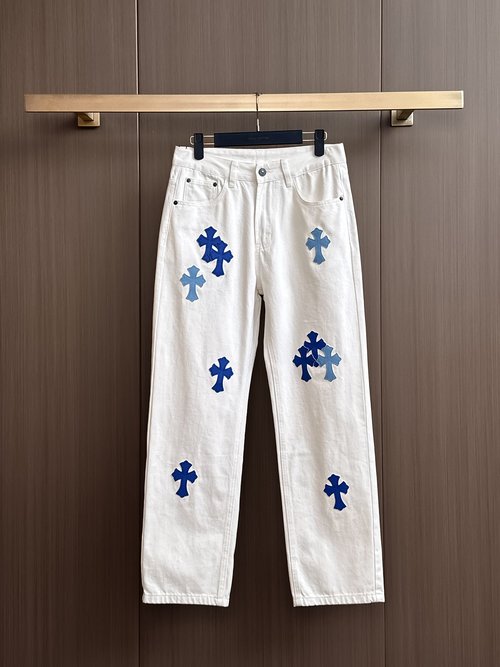 Chrome Hearts Patchwork Wash Jeans with High Comfort