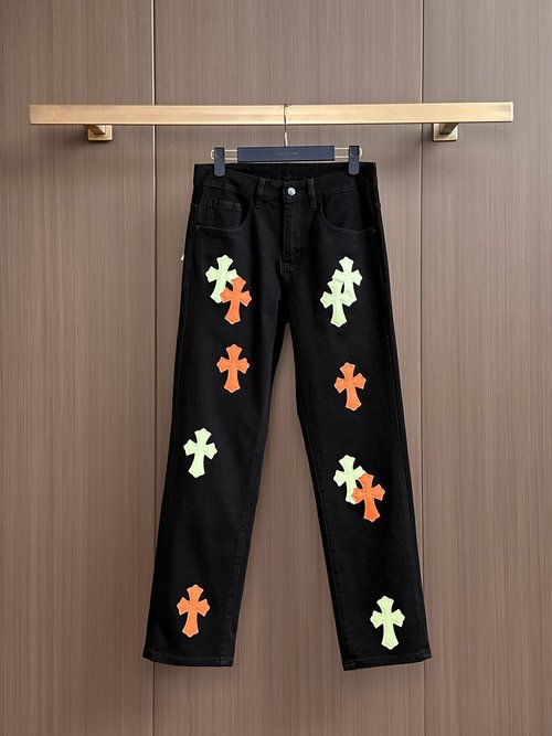 Chrome Hearts Patchwork Distressed Jeans with High Comfort