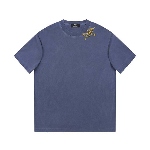 ArcTeryx Cotton Round-Neck Short-Sleeve T-shirt with Collar Print