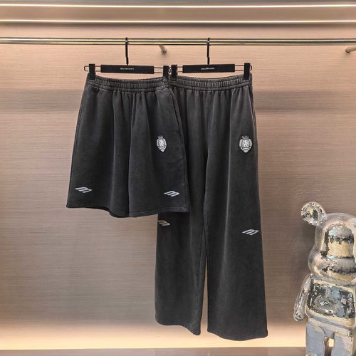 Balenciaga Football Series Embroidery Distressed Shorts