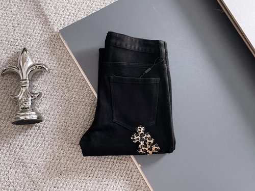 Chrome Hearts Patchwork Washed Jeans with High-Elastic Fabric