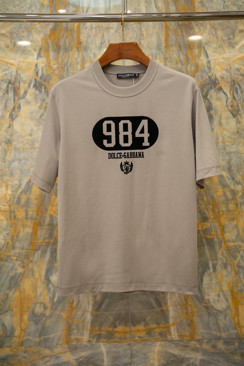 Dolce & Gabbana Micro-loose T-shirt with Flocking Printing