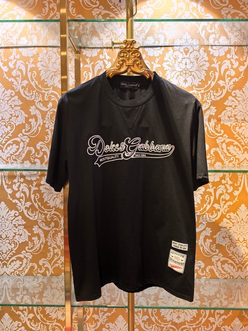 Dolce & Gabbana Embroidered Cotton T-Shirt, White & Black