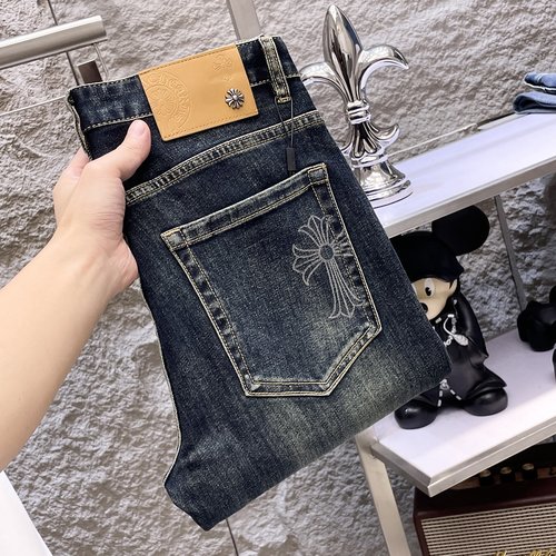 Chrome Hearts High-stretch Jeans with Exquisite Wash and Soft Texture