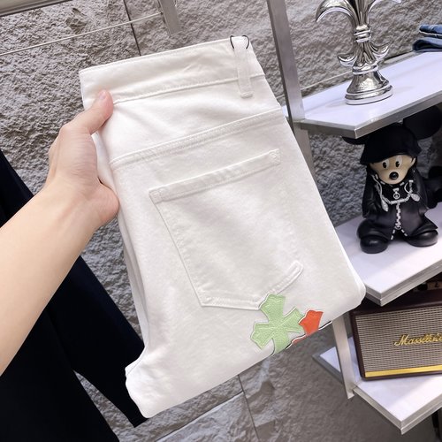 Chrome Hearts Patchwork Wash Jeans with High-elastic Fabric