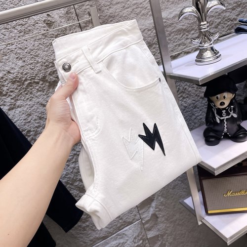 Chrome Hearts Patchwork Washed Jeans with High Elasticity