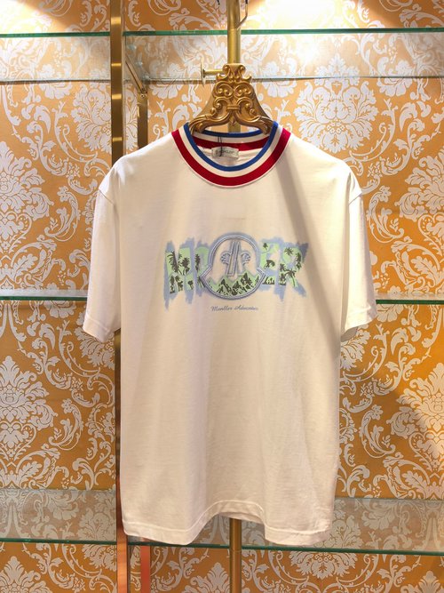 Moncler Comfortable Printed Logo T-Shirt in Black and White