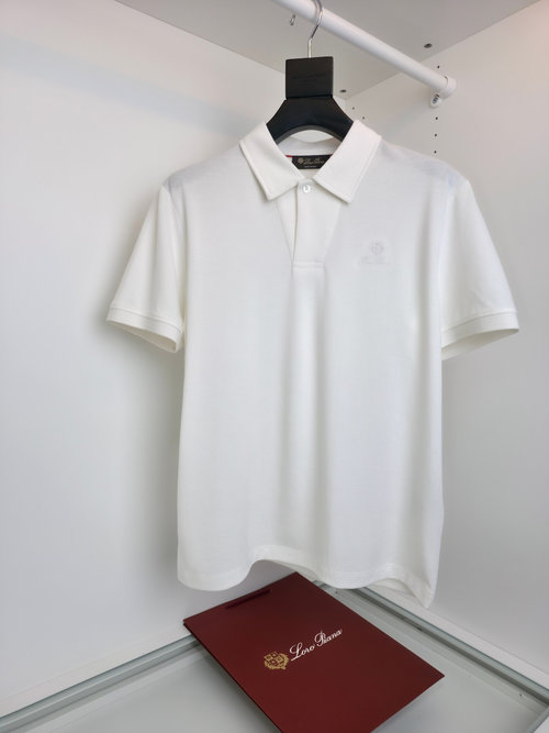 Loro Piana Classic V-Neck Stitched Short Sleeve Polo Shirt