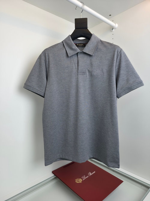 Loro Piana Embroidered V-Neck Polo with Unique Fabric Texture