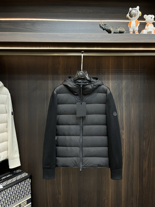 Moncler Designer Down Jacket with Knit Sleeves