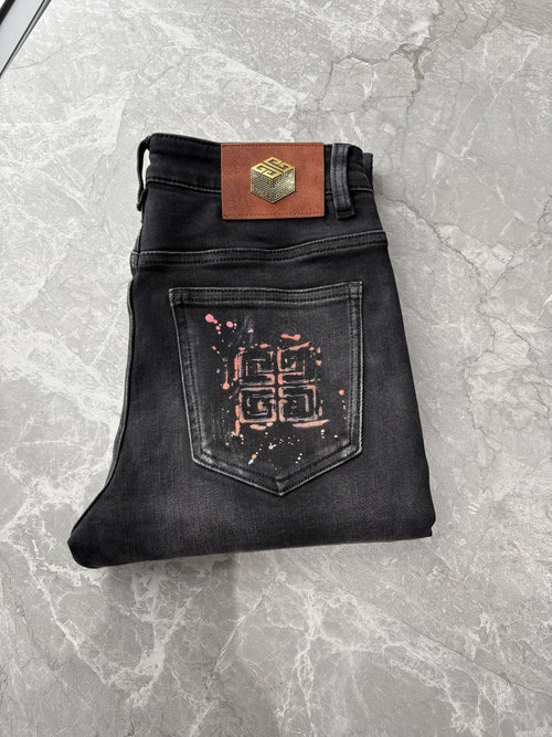 Fendi Soft Jeans with Leather Waist Patch, Classic Wash