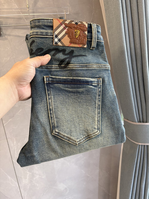 Fendi Soft Jeans with Leather Waist Tag, Classic Blue Wash