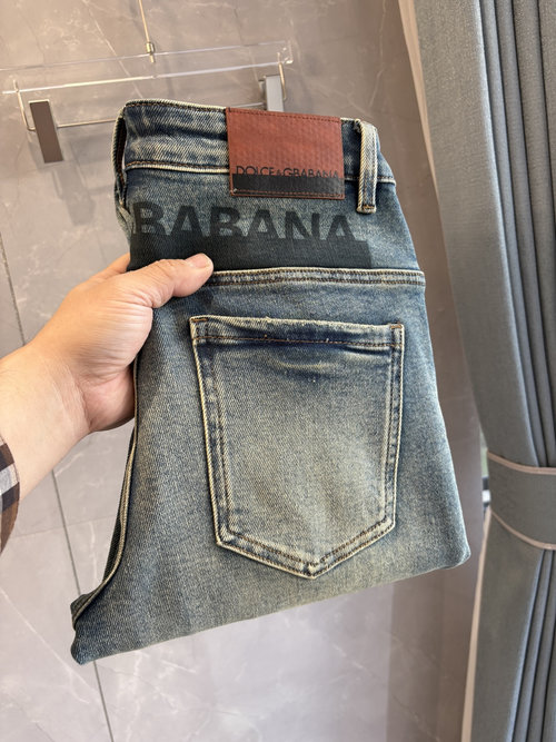 Fendi Soft Jeans with Leather Waist Tag, Classic Blue Wash