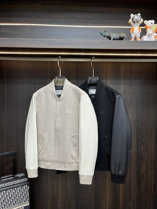 Dior Fashionable Designer Coat with Leather Trim