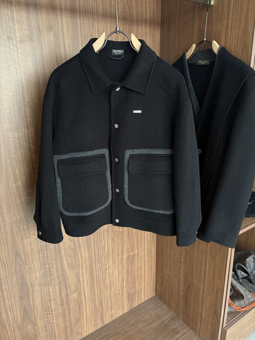 Fendi Elegant Herringbone Wool-Cashmere Blend Coat