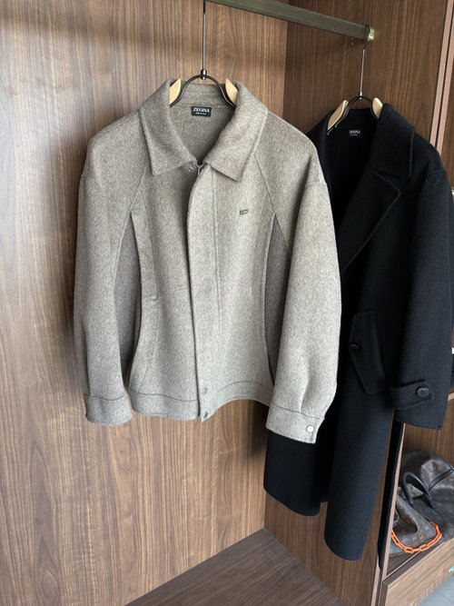 Fendi Elegant Herringbone Wool-Cashmere Blend Coat