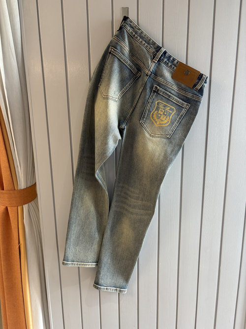 Fendi Soft Jeans with Leather Waistplate, Elastic Slim Fit