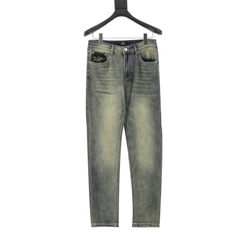 ArcTeryx Back - pocket Printed Distressed Jeans with Brand Logo