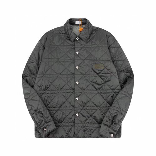 Dior Blue Tech Blade Cotton Shirt with Quilted Pattern