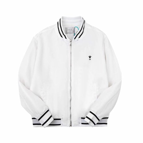 Dior Embroidered Cotton Flight Jacket, Black & White