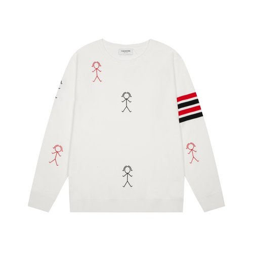 Thom Browne Soft Wool Blend Knit with Embroidered Pattern